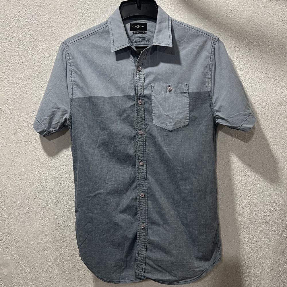 Marc Echo Cut  Men's Shirt Button Up‎ Size Small Denim Look Short Sleeve
